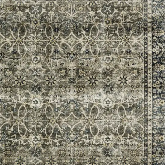 Charcoal And Blue Oriental Distressed Area Rug Photo 8