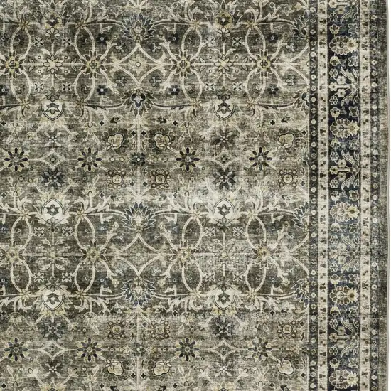 Charcoal And Blue Oriental Distressed Area Rug Photo 8