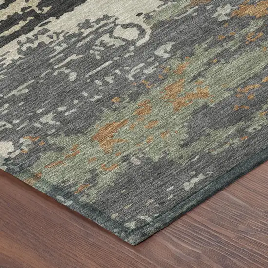 Charcoal And Brown Abstract Washable Indoor Outdoor Area Rug Photo 4