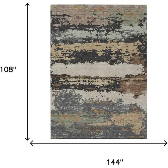 Charcoal And Brown Abstract Washable Indoor Outdoor Area Rug Photo 6