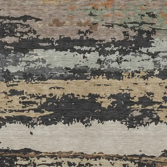 Charcoal And Brown Abstract Washable Indoor Outdoor Area Rug Photo 2