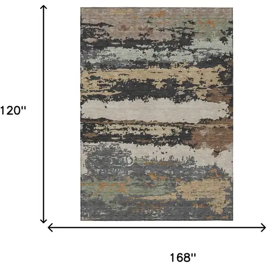 Charcoal And Brown Abstract Washable Indoor Outdoor Area Rug Photo 6