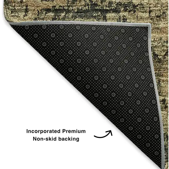 Charcoal And Brown Floral Washable Area Rug With UV Protection Photo 6