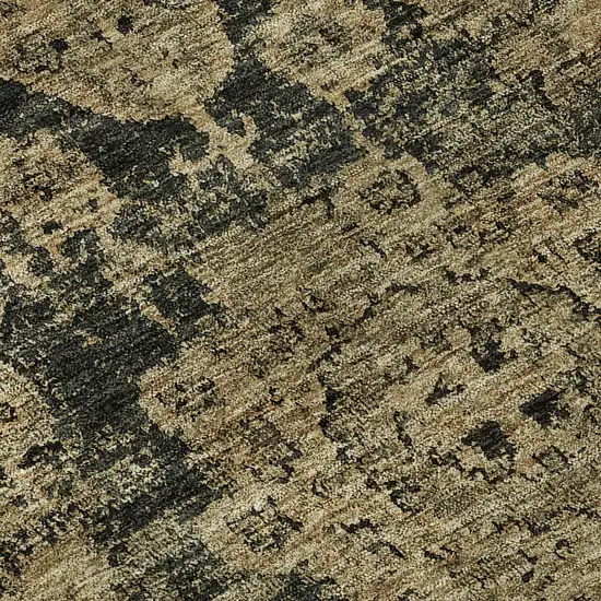 Charcoal And Brown Floral Washable Area Rug With UV Protection Photo 8