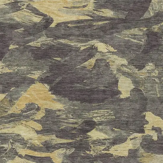 Charcoal And Gold Abstract Washable Area Rug With UV Protection Photo 2