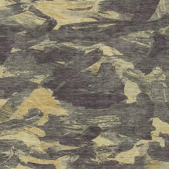 Charcoal And Gold Abstract Washable Area Rug With UV Protection Photo 2
