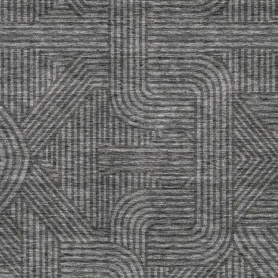 Charcoal And Gray Abstract Washable Indoor Outdoor Area Rug Photo 6
