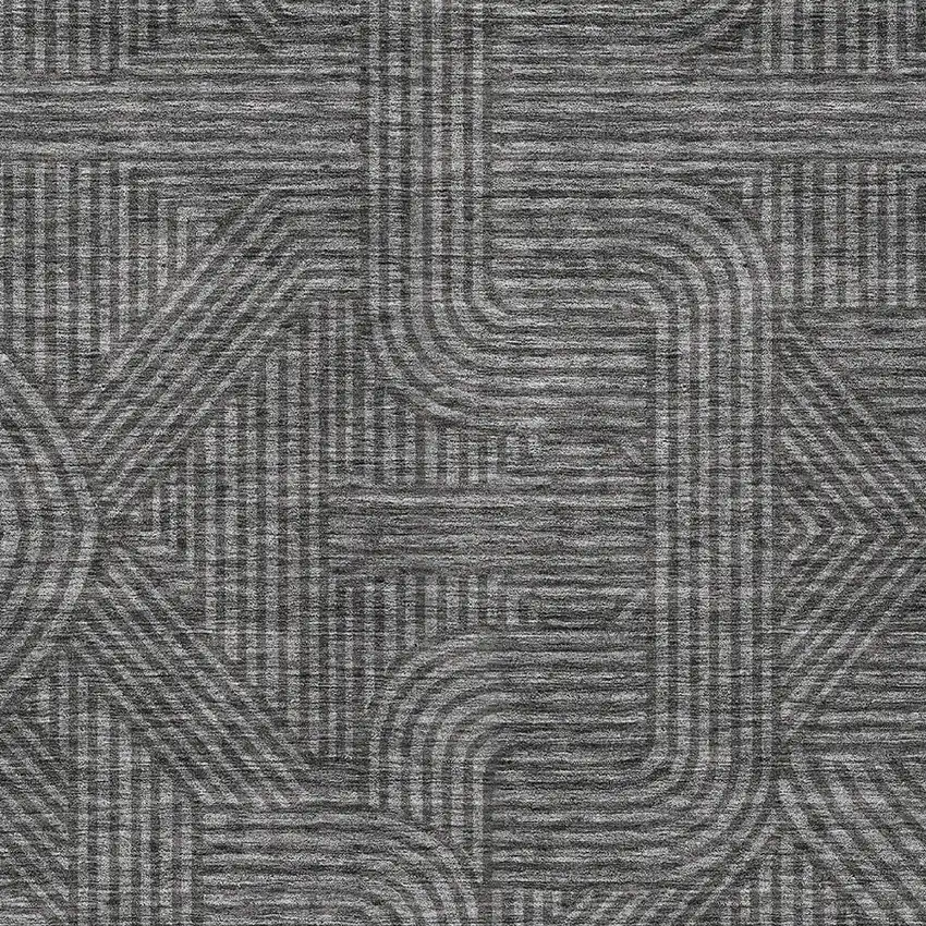 Charcoal And Gray Abstract Washable Indoor Outdoor Area Rug Photo 6