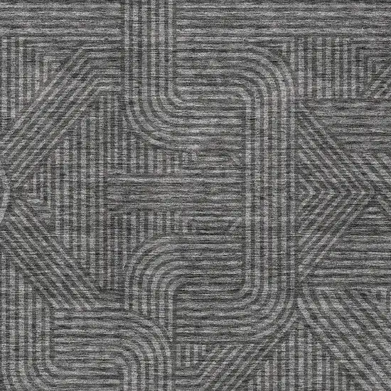 Charcoal And Gray Abstract Washable Indoor Outdoor Area Rug Photo 6
