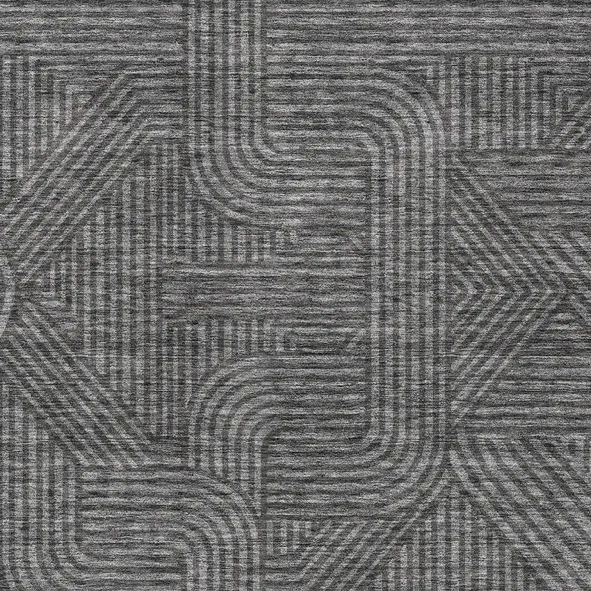 Charcoal And Gray Abstract Washable Indoor Outdoor Area Rug Photo 6