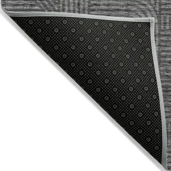 Charcoal And Gray Abstract Washable Indoor Outdoor Area Rug Photo 4