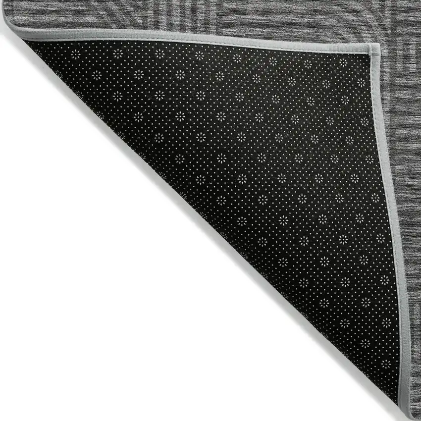 Charcoal And Gray Abstract Washable Indoor Outdoor Area Rug Photo 4