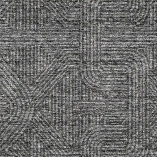Charcoal And Gray Abstract Washable Indoor Outdoor Area Rug Photo 6