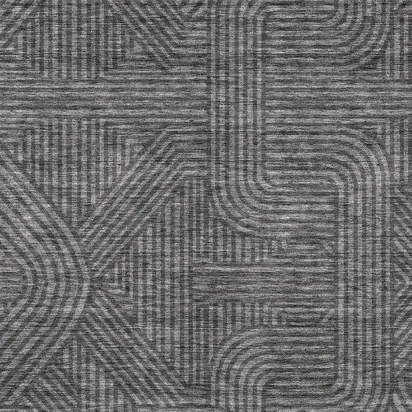 Charcoal And Gray Abstract Washable Indoor Outdoor Area Rug Photo 6