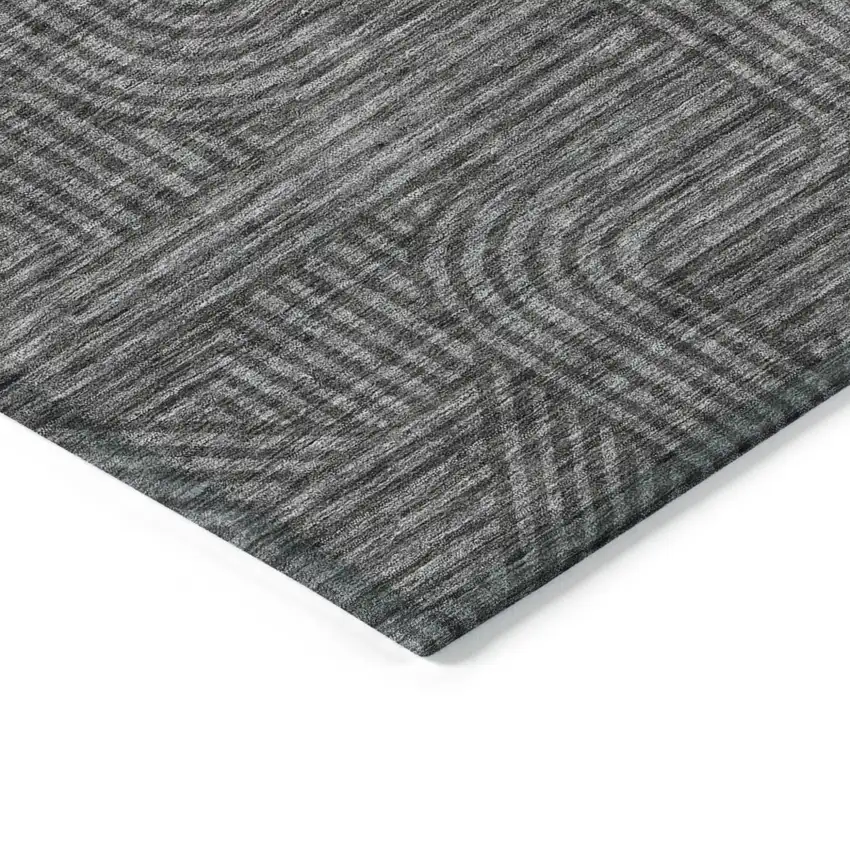 Charcoal And Gray Abstract Washable Indoor Outdoor Area Rug Photo 5