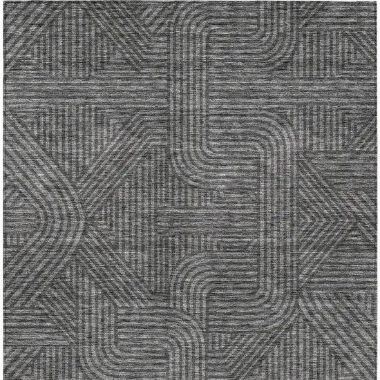 Charcoal And Gray Abstract Washable Indoor Outdoor Area Rug Photo 7