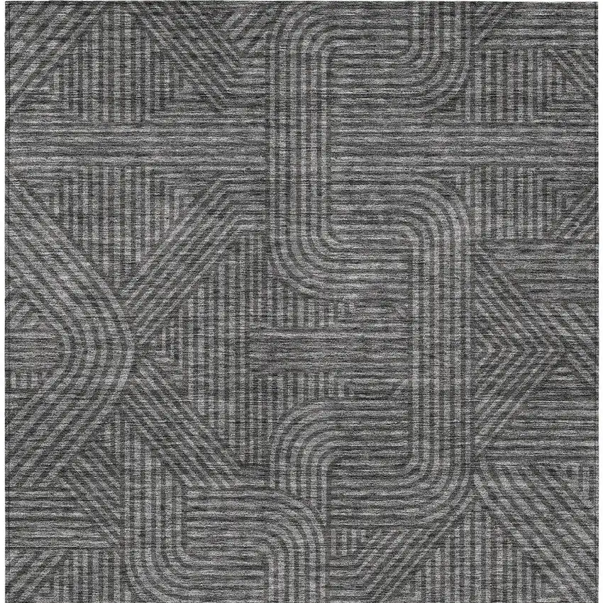 Charcoal And Gray Abstract Washable Indoor Outdoor Area Rug Photo 7