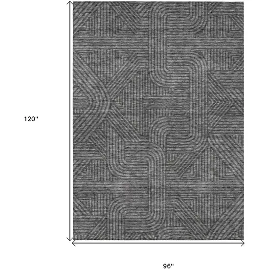 Charcoal And Gray Abstract Washable Indoor Outdoor Area Rug Photo 3