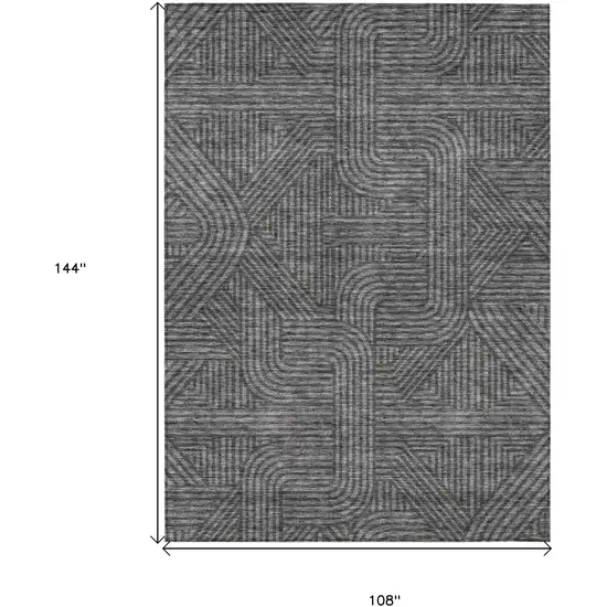 Charcoal And Gray Abstract Washable Indoor Outdoor Area Rug Photo 3