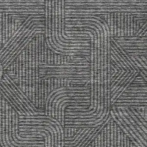 Photo of Charcoal And Gray Abstract Washable Indoor Outdoor Area Rug
