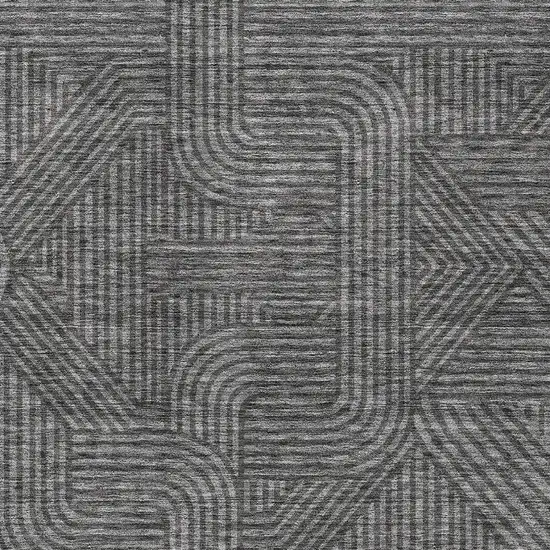 Charcoal And Gray Abstract Washable Indoor Outdoor Area Rug Photo 6