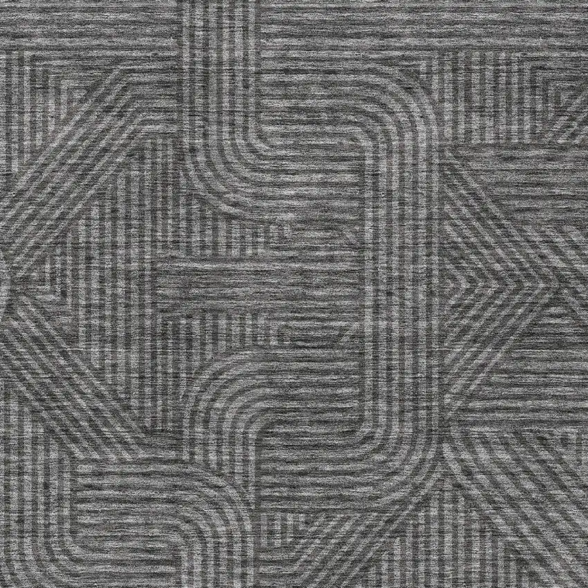 Charcoal And Gray Abstract Washable Indoor Outdoor Area Rug Photo 6