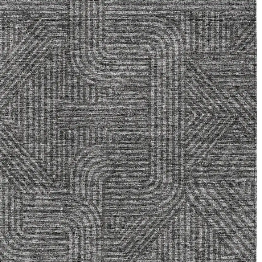 Charcoal And Gray Abstract Washable Indoor Outdoor Area Rug Photo 6