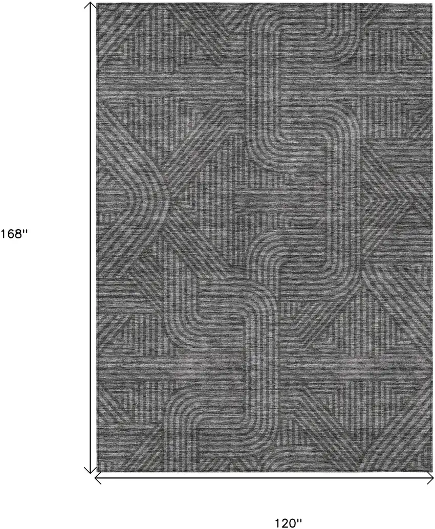 Charcoal And Gray Abstract Washable Indoor Outdoor Area Rug Photo 3