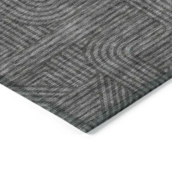 Charcoal And Gray Abstract Washable Indoor Outdoor Area Rug Photo 5