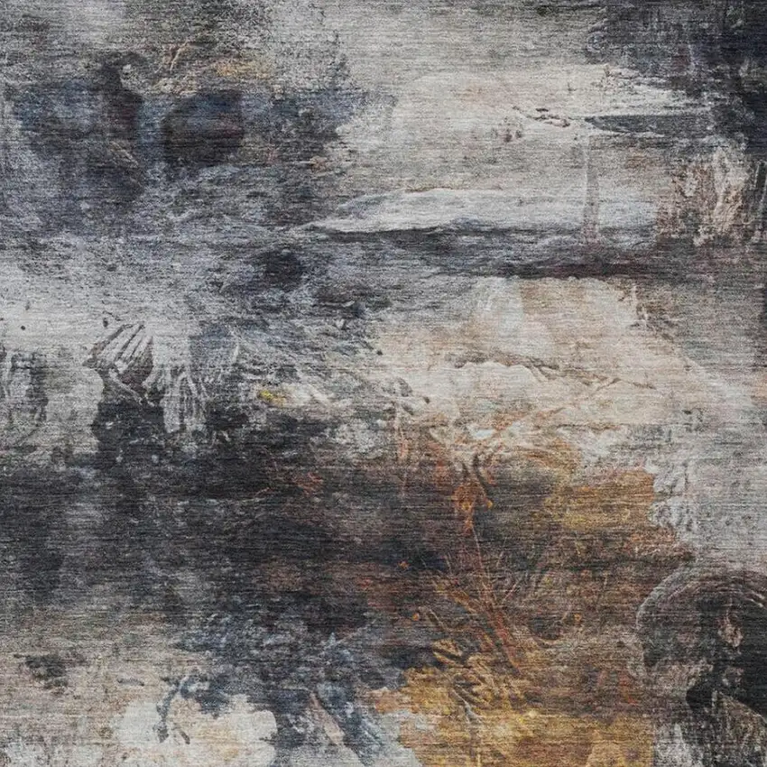 Charcoal And Gray Abstract Washable Indoor Outdoor Area Rug Photo 9