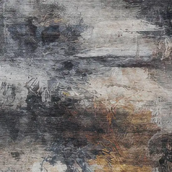 Charcoal And Gray Abstract Washable Indoor Outdoor Area Rug Photo 6