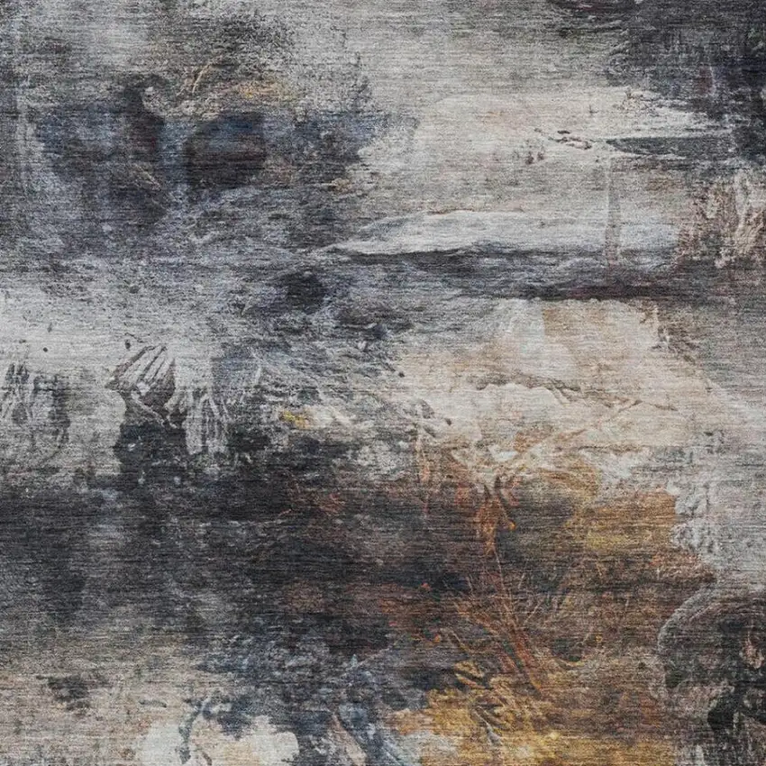 Charcoal And Gray Abstract Washable Indoor Outdoor Area Rug Photo 6