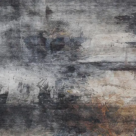 Charcoal And Gray Abstract Washable Indoor Outdoor Area Rug Photo 8