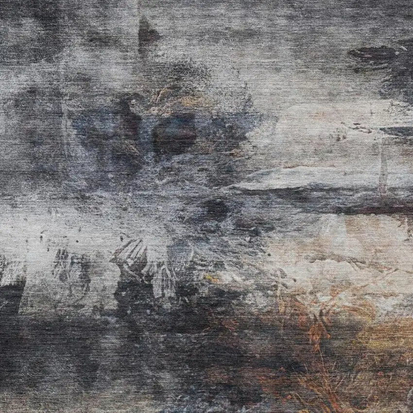 Charcoal And Gray Abstract Washable Indoor Outdoor Area Rug Photo 8
