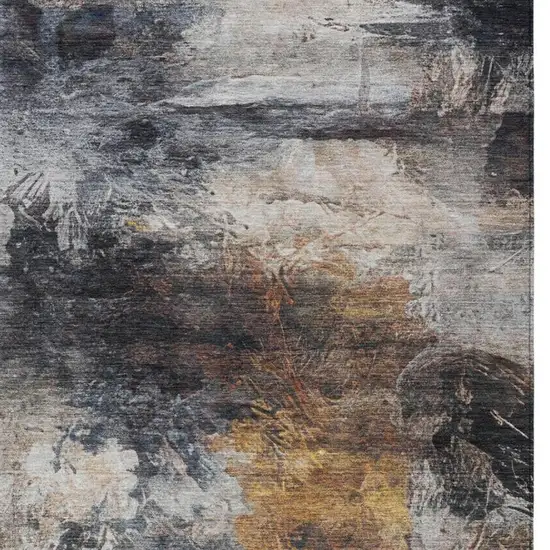 Charcoal And Gray Abstract Washable Indoor Outdoor Area Rug Photo 4