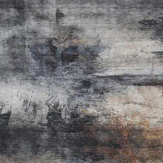 Charcoal And Gray Abstract Washable Indoor Outdoor Area Rug Photo 1