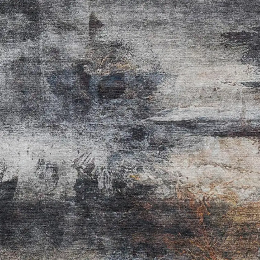 Charcoal And Gray Abstract Washable Indoor Outdoor Area Rug Photo 1