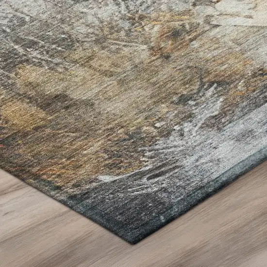 Charcoal And Gray Abstract Washable Indoor Outdoor Area Rug Photo 4