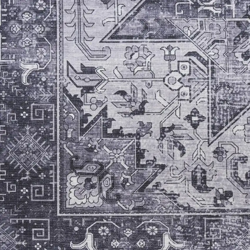 Charcoal And Gray Floral Distressed Area Rug Photo 2