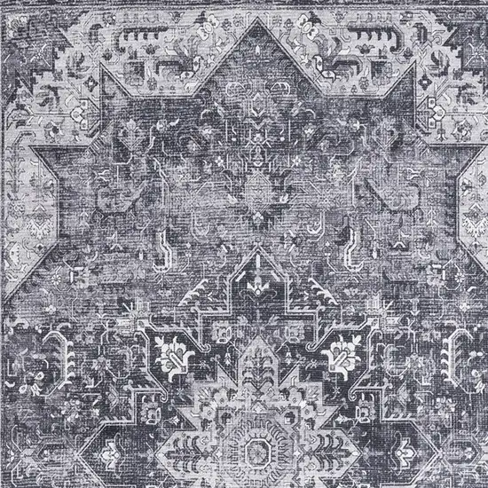 Charcoal And Gray Floral Distressed Area Rug Photo 9