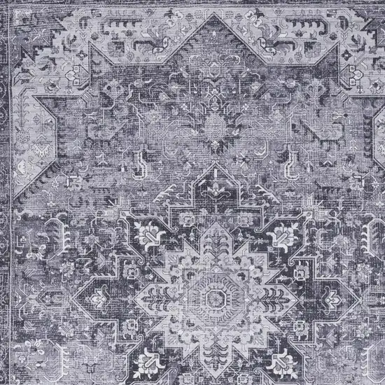 Charcoal And Gray Floral Distressed Area Rug Photo 8