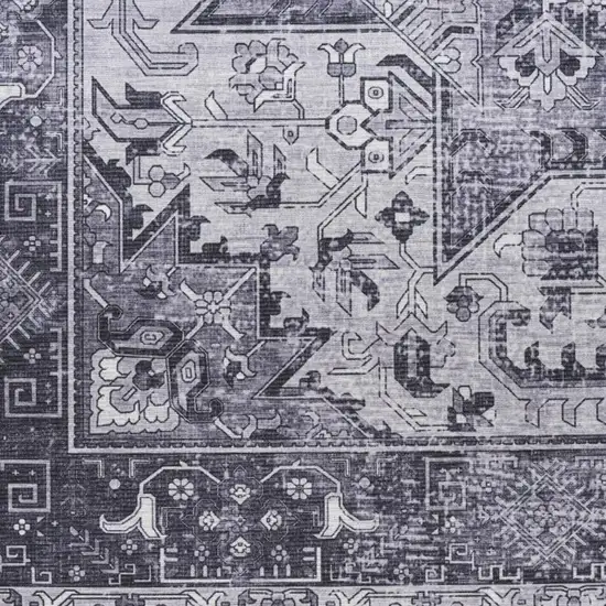 Charcoal And Gray Floral Distressed Area Rug Photo 2