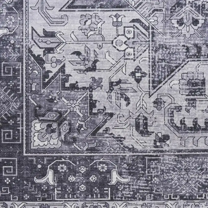 Charcoal And Gray Floral Distressed Area Rug Photo 2