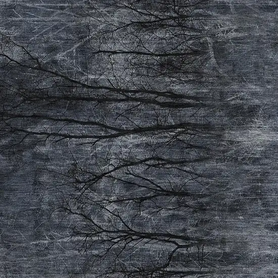 Charcoal And Gray Floral Washable Area Rug With UV Protection Photo 3