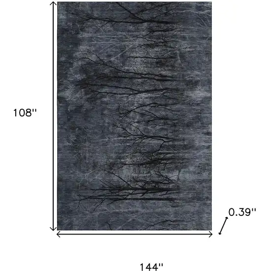 Charcoal And Gray Floral Washable Area Rug With UV Protection Photo 9