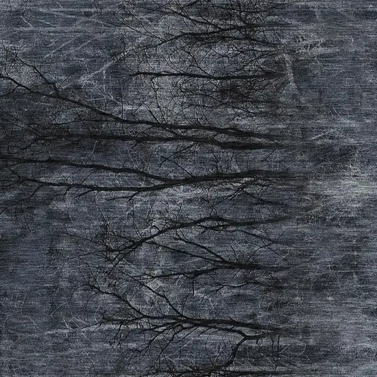 Charcoal And Gray Floral Washable Area Rug With UV Protection Photo 3