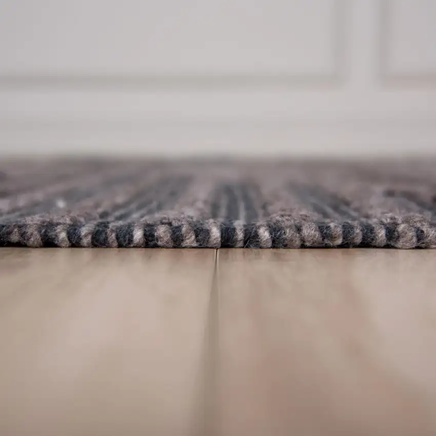 Charcoal And Gray Geometric Hand Woven Area Rug With UV Protection Photo 5
