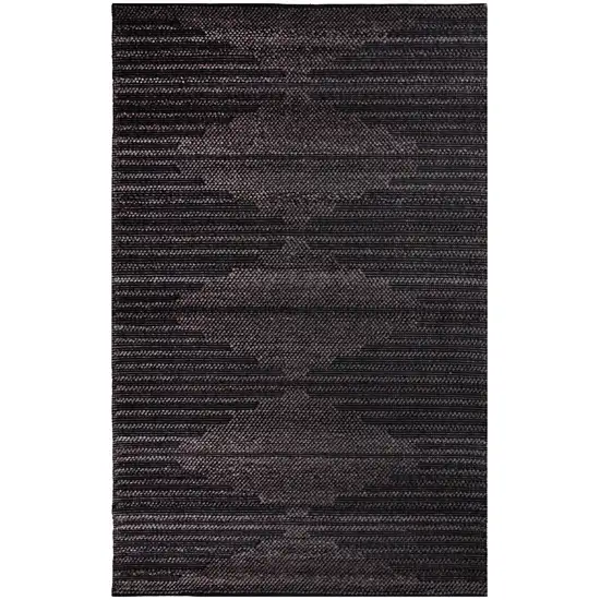 Charcoal And Gray Geometric Hand Woven Area Rug With UV Protection Photo 1