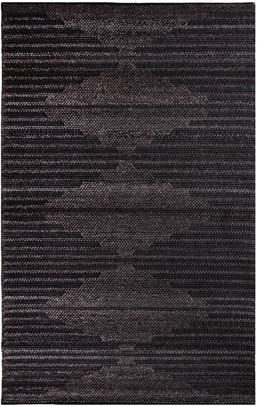 Charcoal And Gray Geometric Hand Woven Area Rug With UV Protection Photo 1