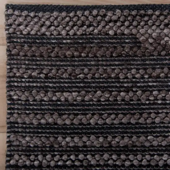 Charcoal And Gray Geometric Hand Woven Area Rug With UV Protection Photo 2